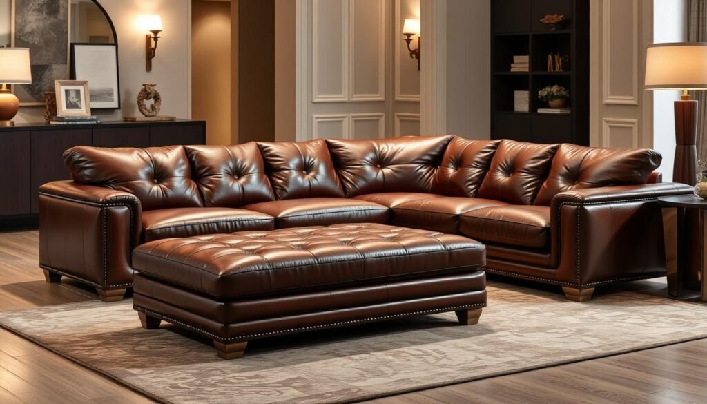 leather modular sectional with ottoman
