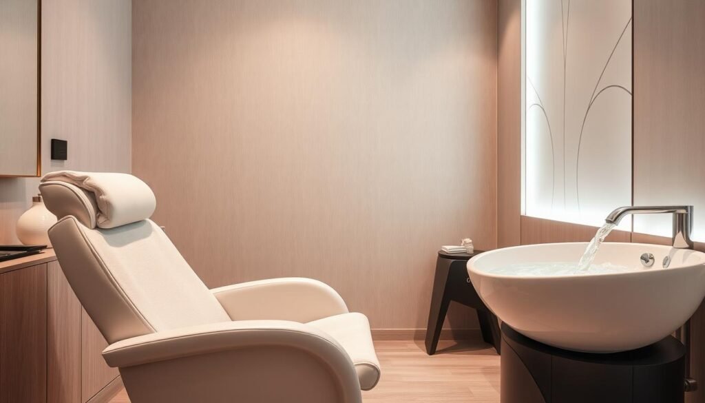 shampoo station with reclining chair